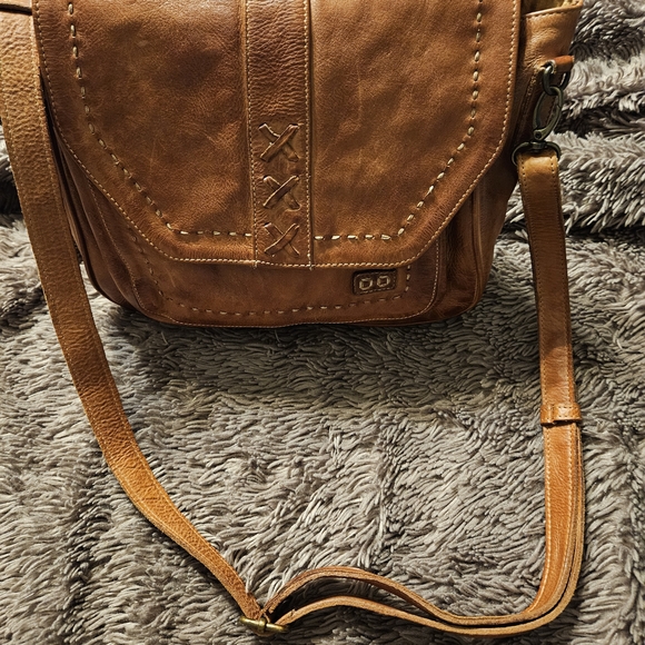 BEDSTU Brown Leather Crossbody Bag with Decorative Stitching - Picture 9 of 11